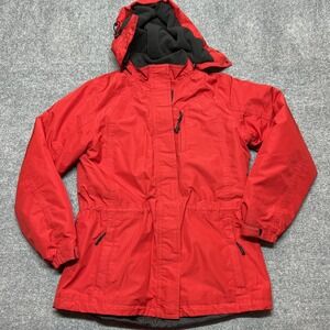 Eddie Bauer Jacket Womens Large Tall Red WeatherEdge Hooded Waterproof Parka Ski